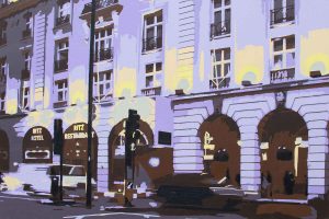 Painting in lilac of Ritz hotel London